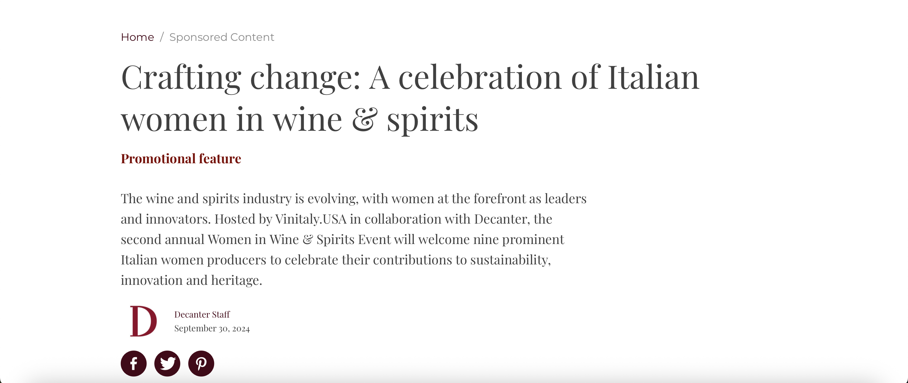 Decanter article screenshot